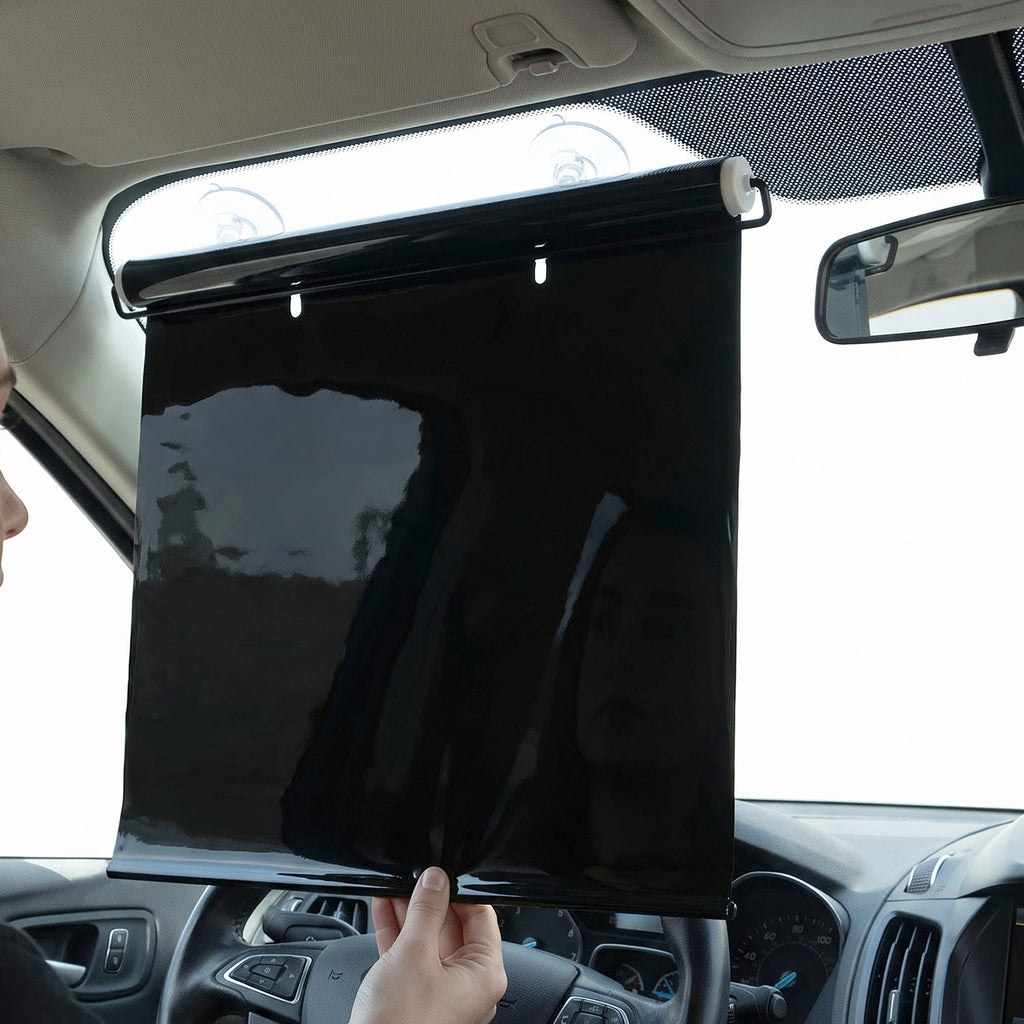 Retractable Car Windshield Sun Shade Curtain With Suction Cup Mounting (1 Set)